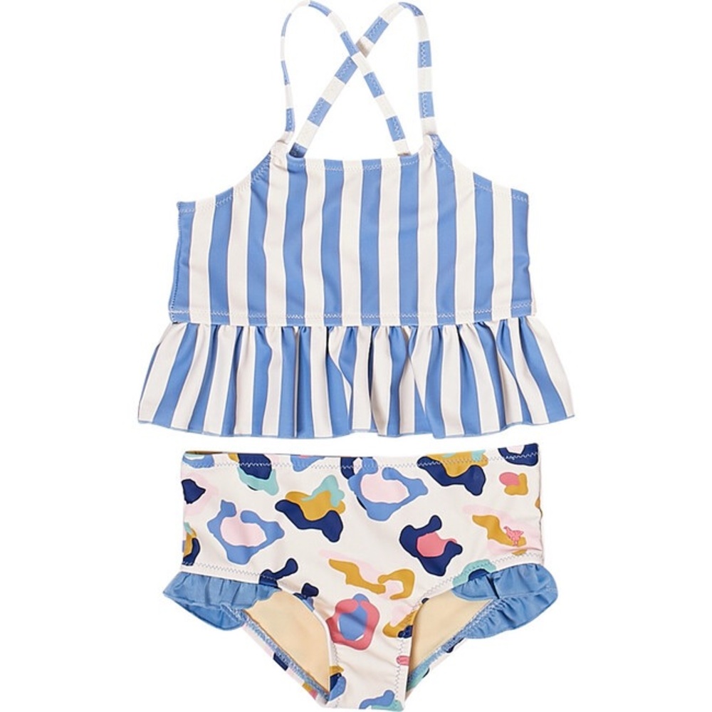 Pink Chicken Joy Tankini, Riviera Blue Stripe & Multi Leopard Swimsuit